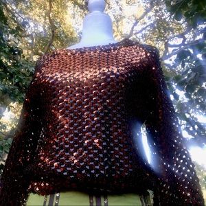 🔥 Sexy 70s Vintage Sequin Disco Top Women’s Med